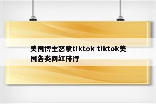 美国博主怒喷tiktok tiktok美国各类网红排行