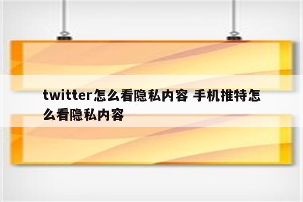 twitter怎么看隐私内容 手机推特怎么看隐私内容