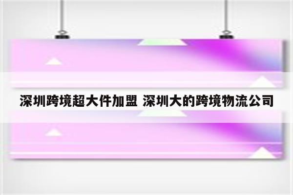 深圳跨境超大件加盟 深圳大的跨境物流公司