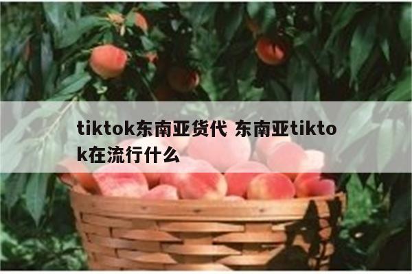 tiktok东南亚货代 东南亚tiktok在流行什么