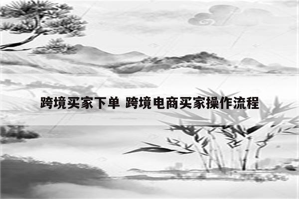 跨境买家下单 跨境电商买家操作流程
