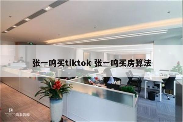 张一鸣买tiktok 张一鸣买房算法