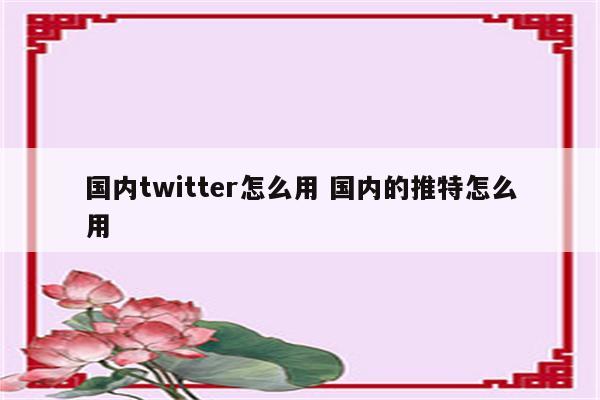 国内twitter怎么用 国内的推特怎么用