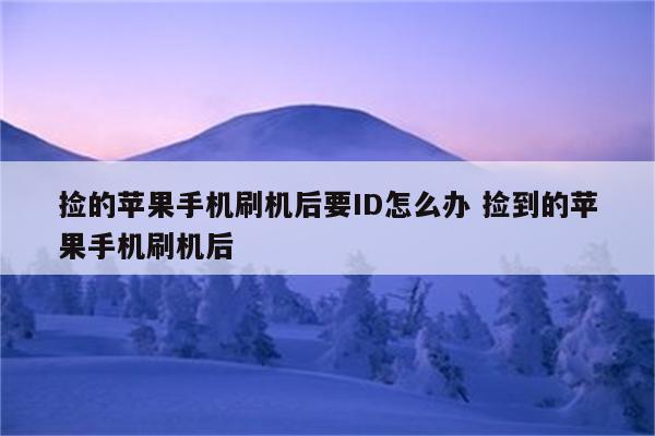 捡的苹果手机刷机后要ID怎么办 捡到的苹果手机刷机后