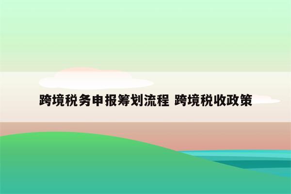 跨境税务申报筹划流程 跨境税收政策