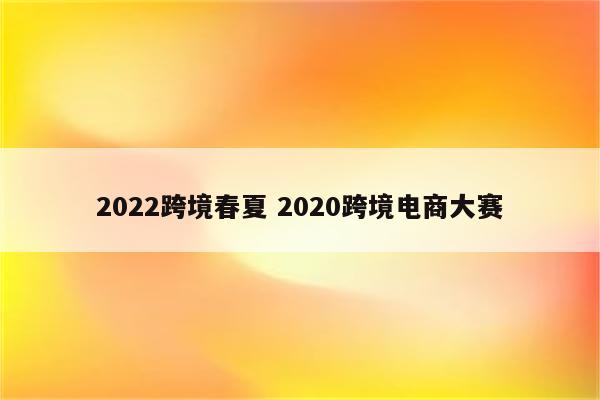 2022跨境春夏 2020跨境电商大赛