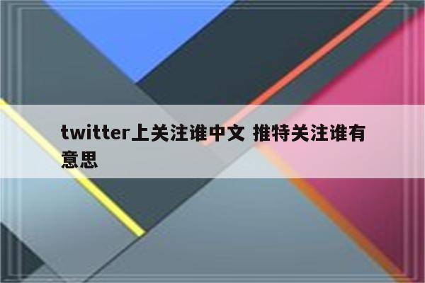 twitter上关注谁中文 推特关注谁有意思