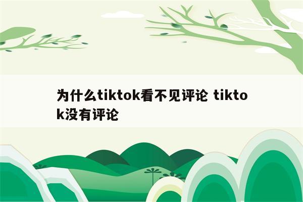 为什么tiktok看不见评论 tiktok没有评论