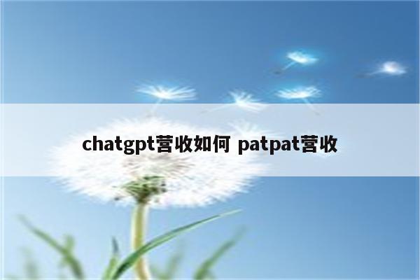 chatgpt营收如何 patpat营收