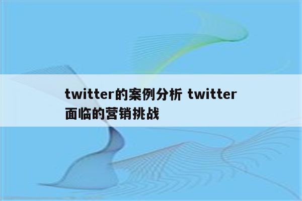 twitter的案例分析 twitter面临的营销挑战