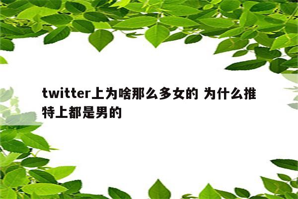 twitter上为啥那么多女的 为什么推特上都是男的