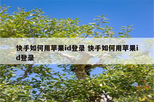 快手如何用苹果id登录 快手如何用苹果id登录