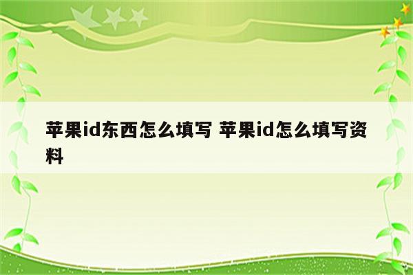 苹果id东西怎么填写 苹果id怎么填写资料