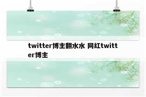 twitter博主翻水水 网红twitter博主