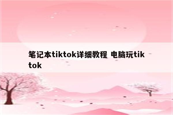 笔记本tiktok详细教程 电脑玩tiktok