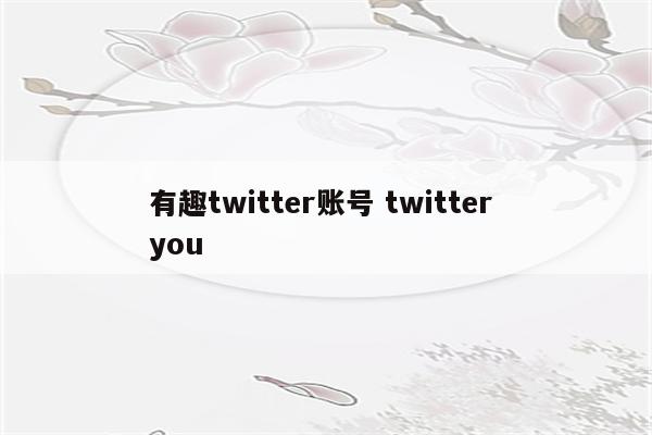 有趣twitter账号 twitter you