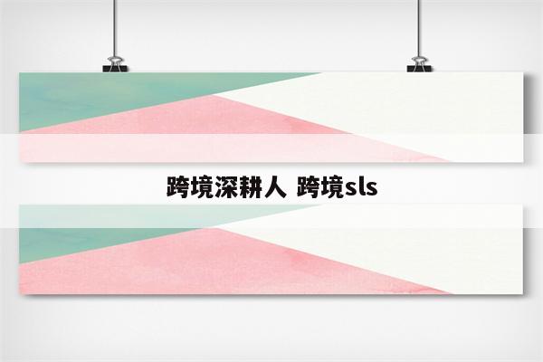 跨境深耕人 跨境sls