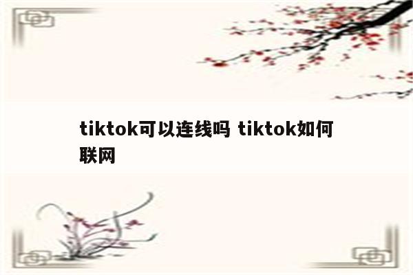 tiktok可以连线吗 tiktok如何联网