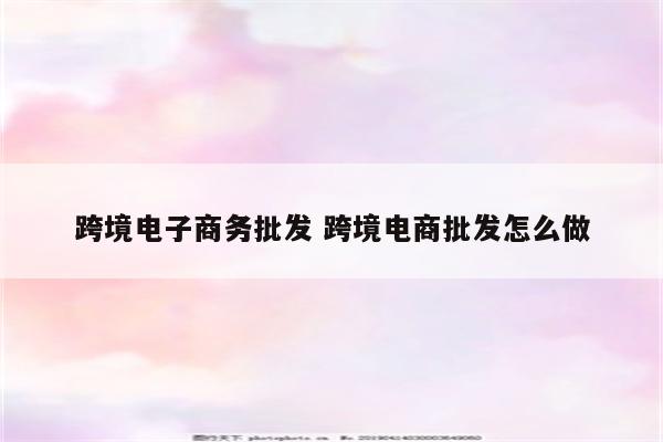 跨境电子商务批发 跨境电商批发怎么做