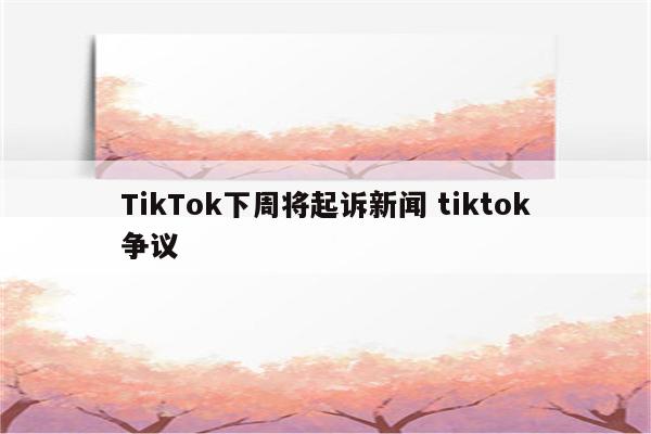 TikTok下周将起诉新闻 tiktok争议