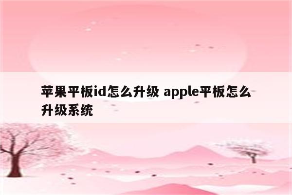 苹果平板id怎么升级 apple平板怎么升级系统