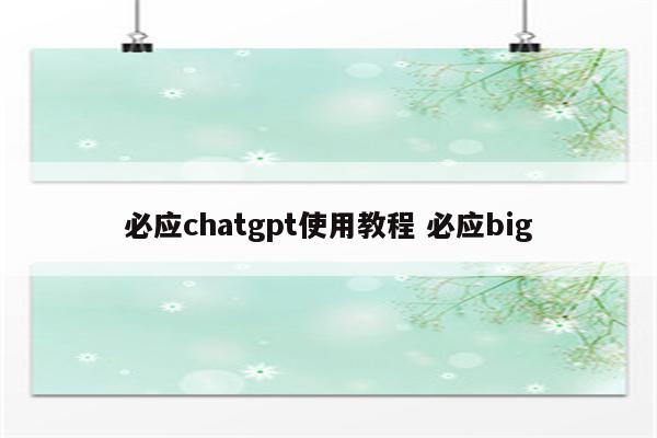 必应chatgpt使用教程 必应big