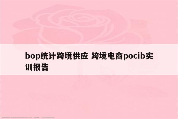 bop统计跨境供应 跨境电商pocib实训报告