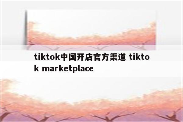 tiktok中国开店官方渠道 tiktok marketplace