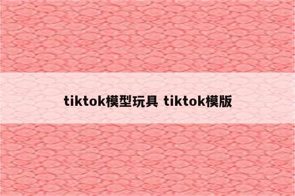 tiktok模型玩具 tiktok模版