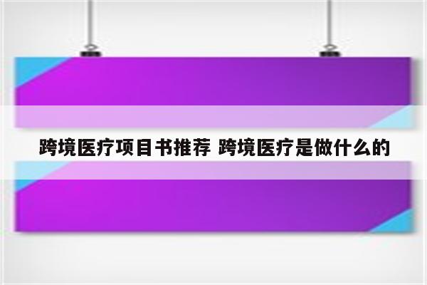 跨境医疗项目书推荐 跨境医疗是做什么的