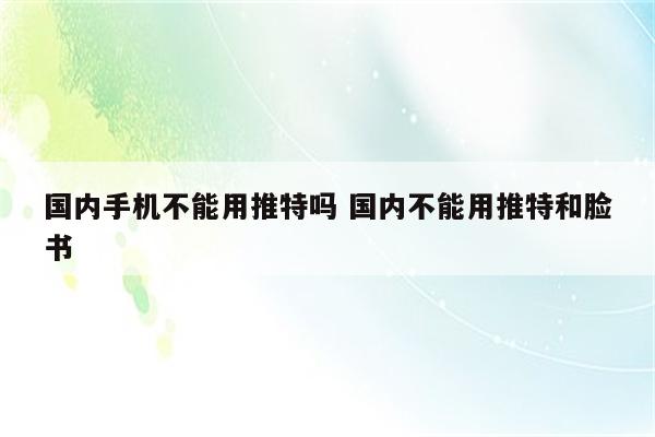 国内手机不能用推特吗 国内不能用推特和脸书