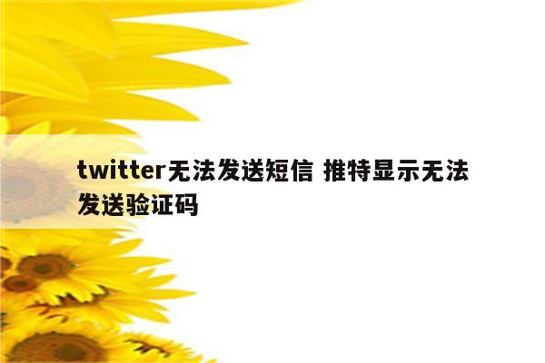 twitter无法发送短信 推特显示无法发送验证码