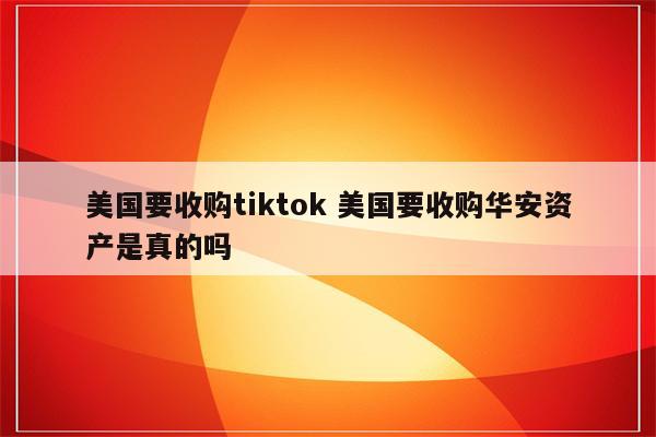 美国要收购tiktok 美国要收购华安资产是真的吗