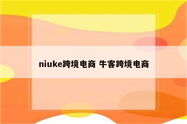 niuke跨境电商 牛客跨境电商