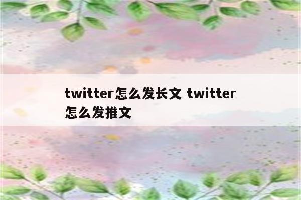 twitter怎么发长文 twitter怎么发推文