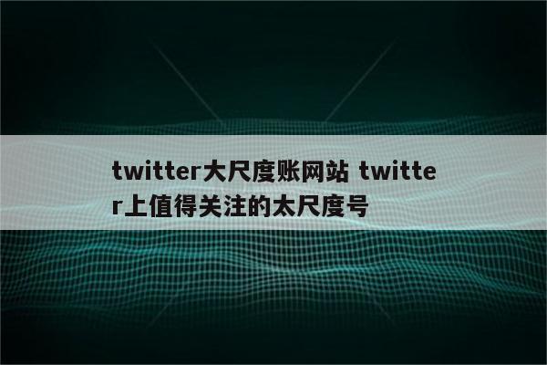 twitter大尺度账网站 twitter上值得关注的太尺度号