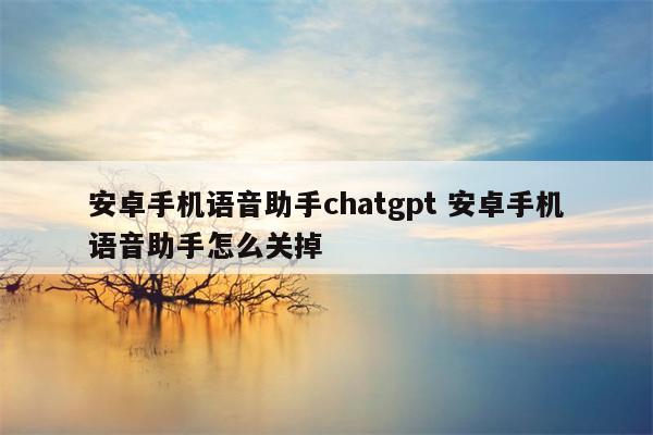 安卓手机语音助手chatgpt 安卓手机语音助手怎么关掉