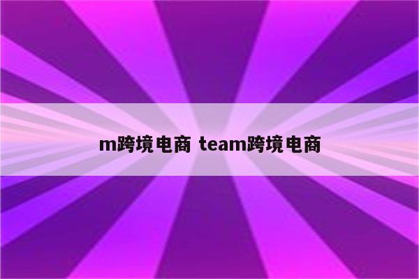 m跨境电商 team跨境电商