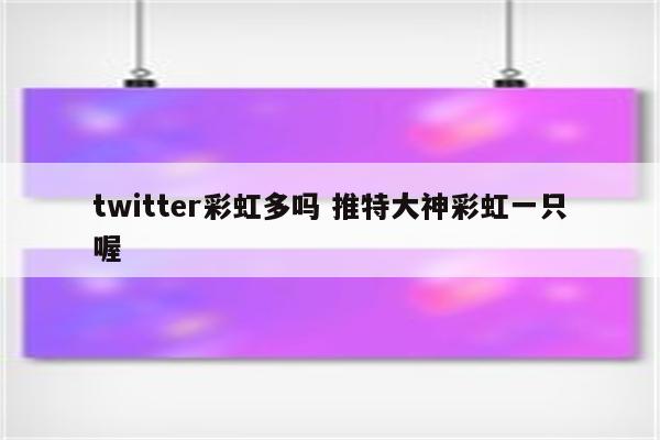 twitter彩虹多吗 推特大神彩虹一只喔