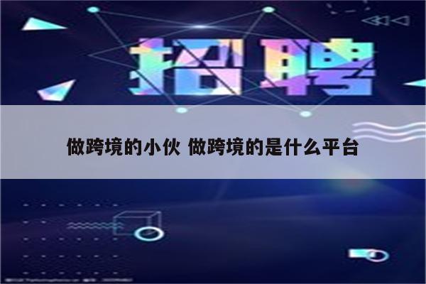 做跨境的小伙 做跨境的是什么平台