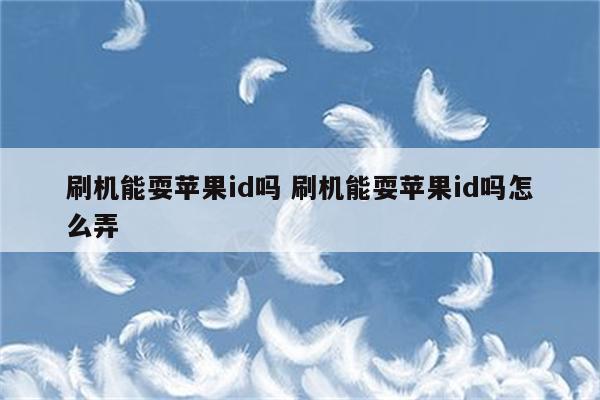 刷机能耍苹果id吗 刷机能耍苹果id吗怎么弄