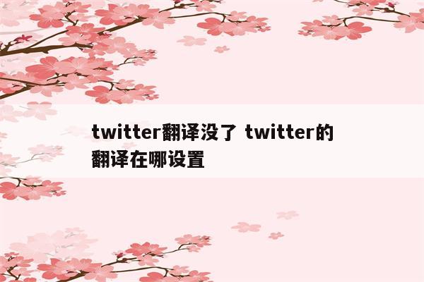 twitter翻译没了 twitter的翻译在哪设置