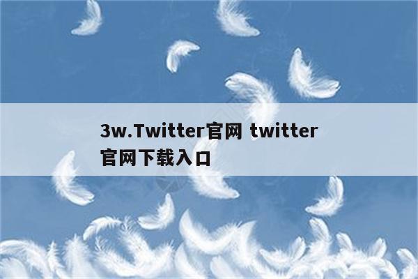 3w.Twitter官网 twitter官网下载入口