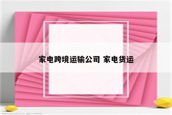 家电跨境运输公司 家电货运