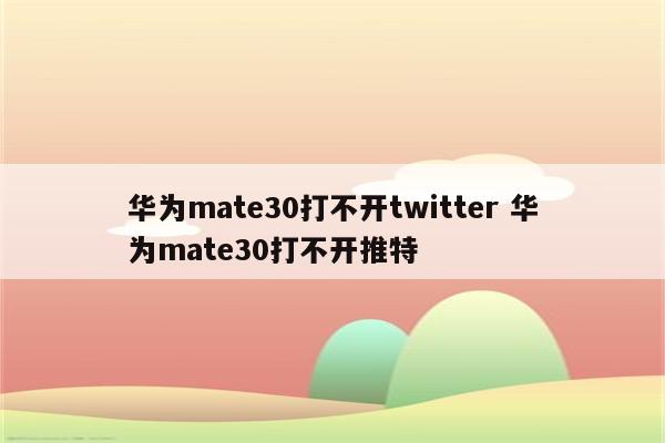 华为mate30打不开twitter 华为mate30打不开推特