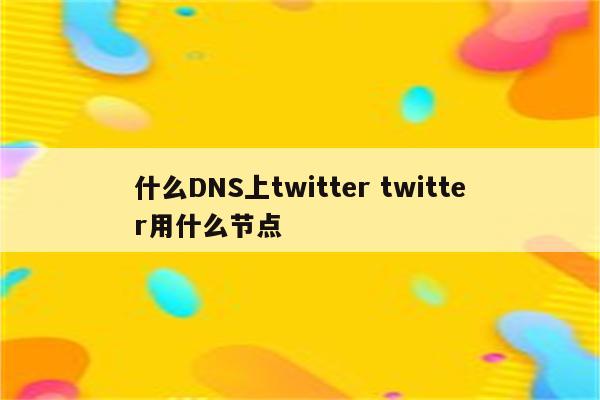 什么DNS上twitter twitter用什么节点
