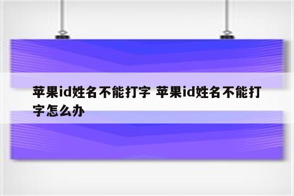 苹果id姓名不能打字 苹果id姓名不能打字怎么办