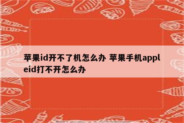 苹果id开不了机怎么办 苹果手机appleid打不开怎么办