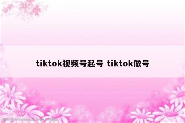 tiktok视频号起号 tiktok做号