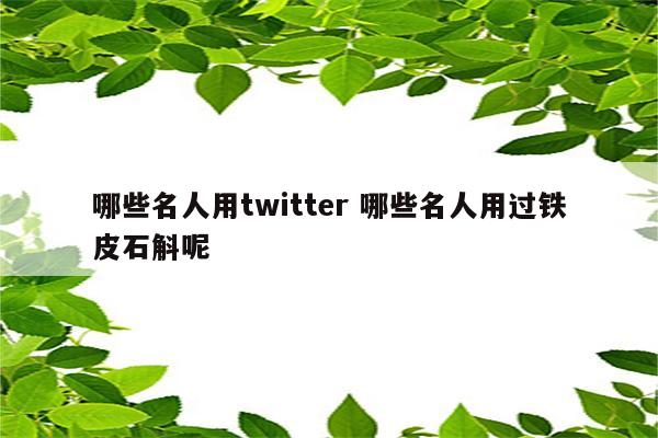 哪些名人用twitter 哪些名人用过铁皮石斛呢